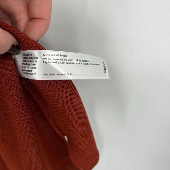 EILEEN FISHER Brick Red 100% Tencel Knit Drapey High Low Top Small Petite - Picture 10 of 10